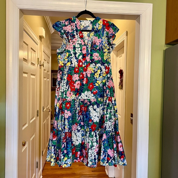 NWOT Entro Colorful Garden Floral Tiered Ruffle Midi Maxi Dress Size SMALL - Picture 5 of 6